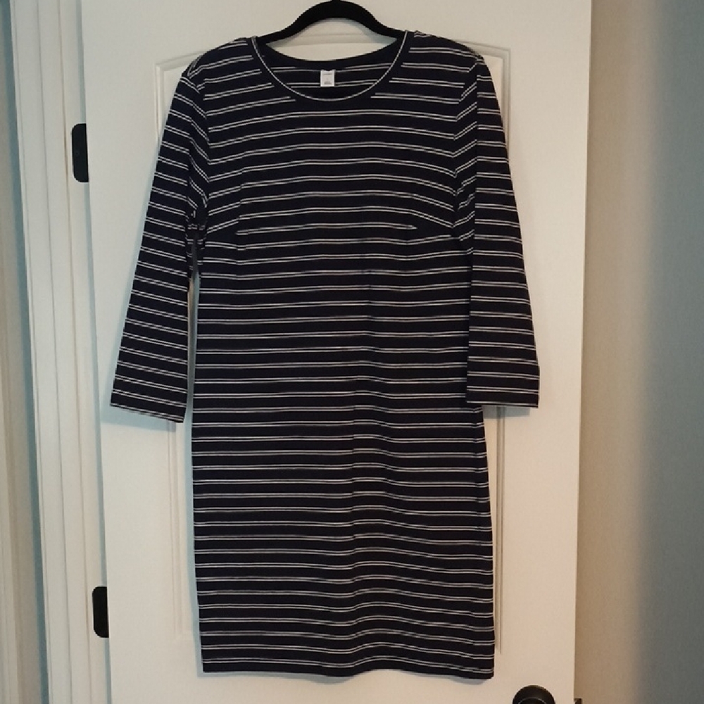 Striped Navy Blue and White Women's Dress